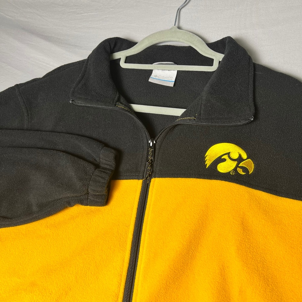 Columbia Iowa Hawkeyes Fleece Jacket Mens Large Black Gold Full Zip NCAA College